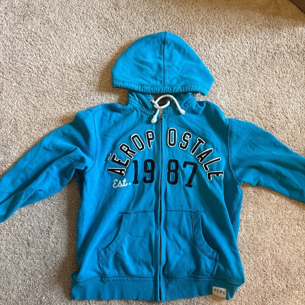 Aeropostale Teal Vintage Hoodie